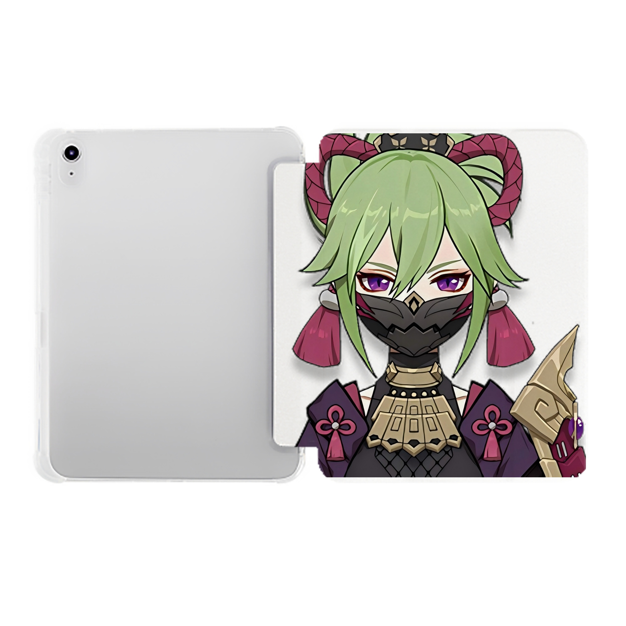 げんし神  久岐忍 くき しのぶ genshin Kuki Shinobu IPad ケース ペン収納付き 三つ折りスタンド PUレザー×シリコン 対応機種9.5/10.5/10.9インチ